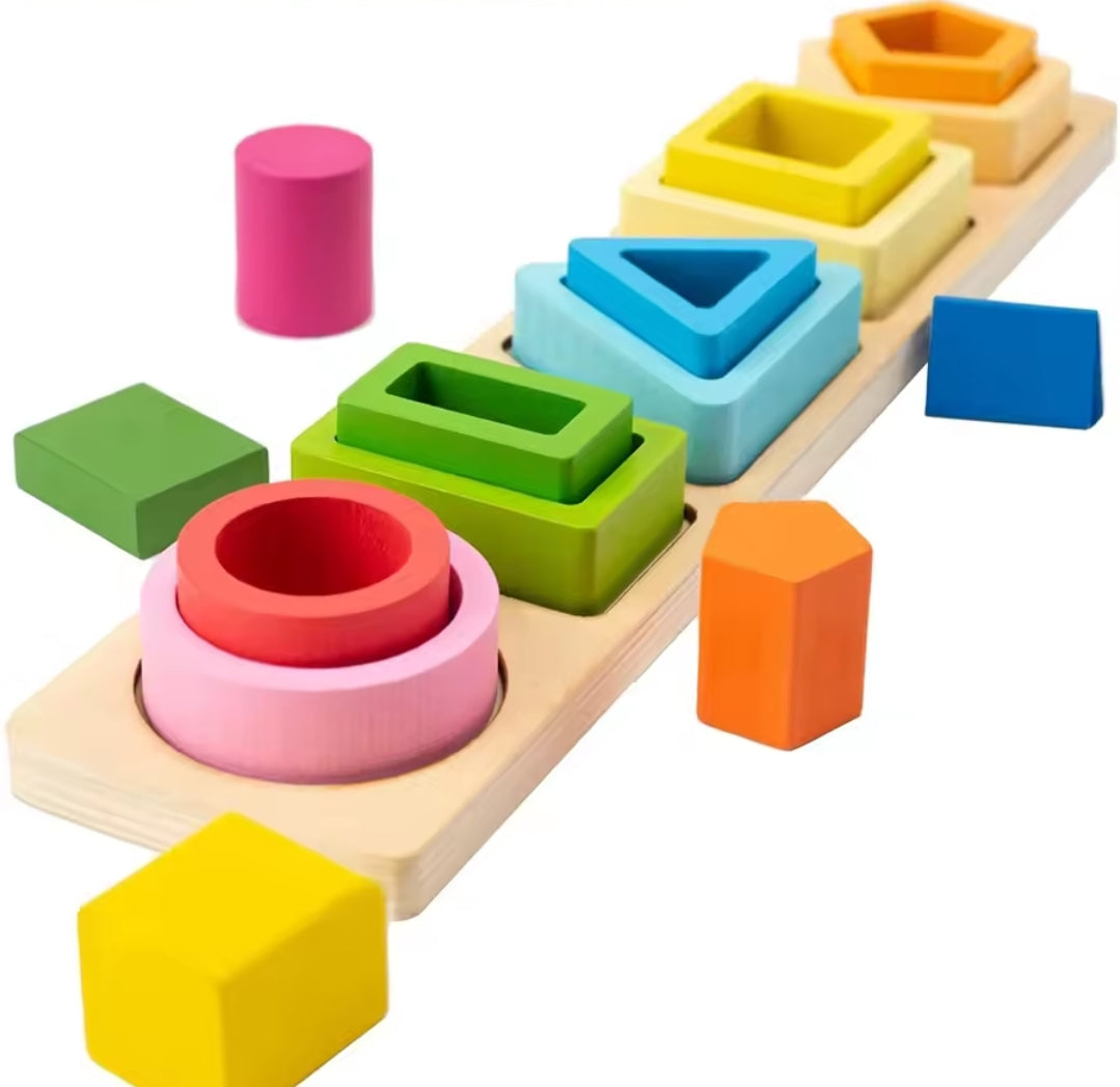 Montessori Wooden Sorting & Stacking Toys for Toddlers