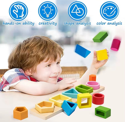 Montessori Wooden Sorting & Stacking Toys for Toddlers