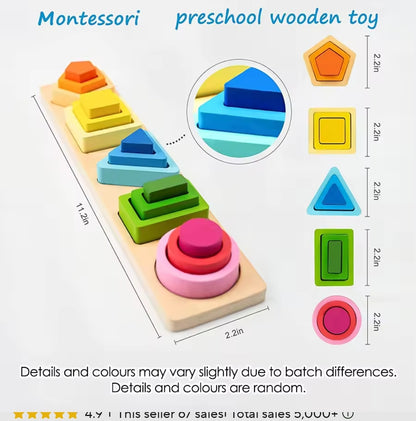 Montessori Wooden Sorting & Stacking Toys for Toddlers