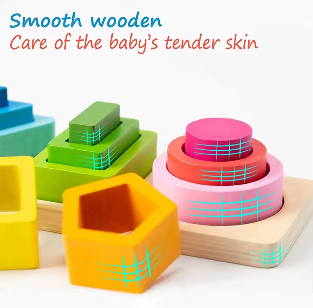 Montessori Wooden Sorting & Stacking Toys for Toddlers