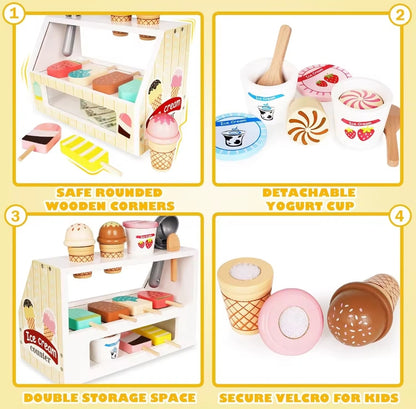 Montessori Wooden Ice Cream Counter Playset