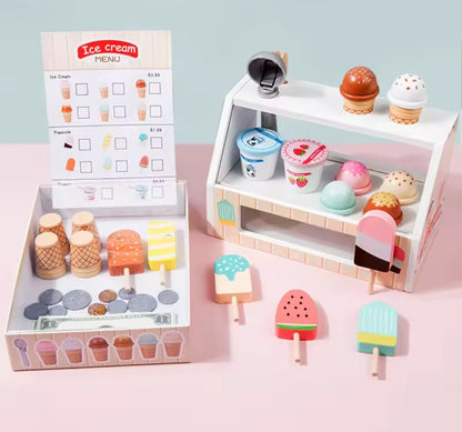 Montessori Wooden Ice Cream Counter Playset